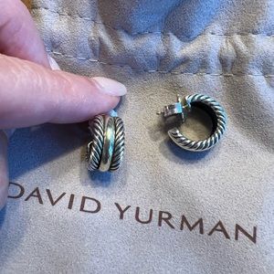 David Yurman gold and silver huggie earrings